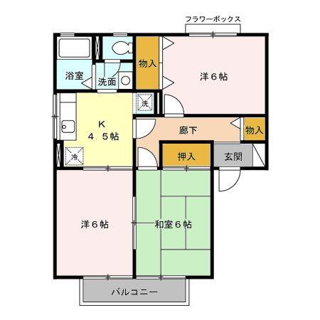ヴィラ栗本ABC(3K/2階)の間取り写真