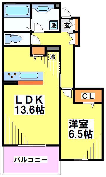 シルフィッド S(1LDK/1階)の間取り写真