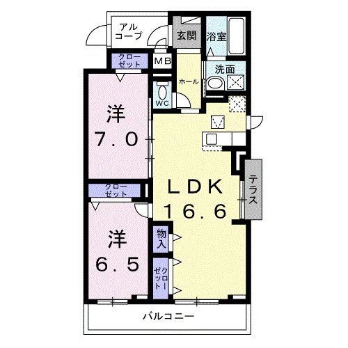 KA PILINA(2LDK/1階)の間取り写真