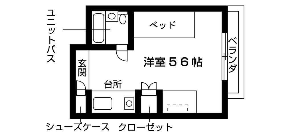 女子学生会館ブリックス(ワンルーム/1階)の間取り写真