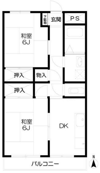第2けやきコーポ(2DK/2階)の間取り写真