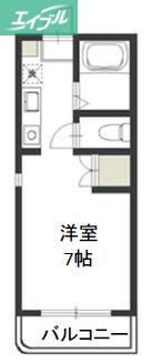プリメゾン岡山津倉(1K/4階)の間取り写真