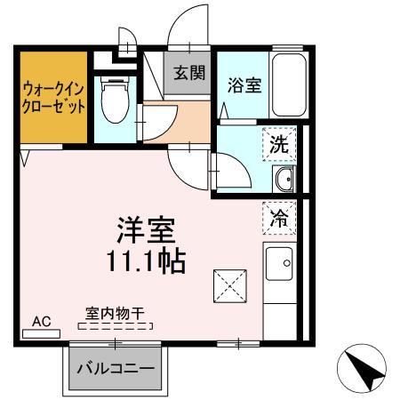 クレールコートII(ワンルーム/1階)の間取り写真