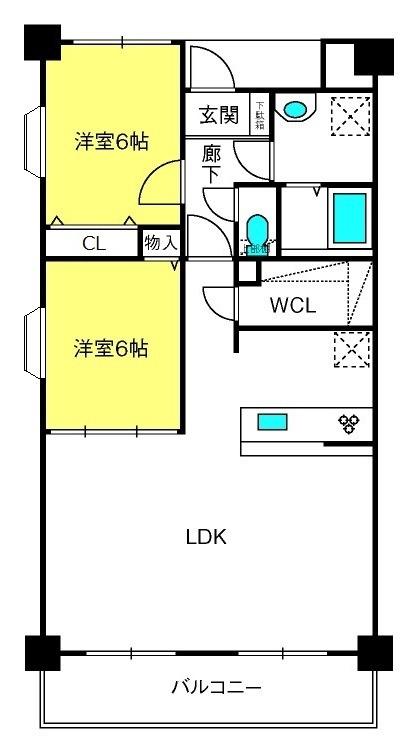 ラフィーネ大宮(2LDK/3階)の間取り写真