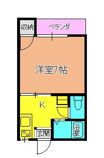 ローラン中村(1K/1階)の間取り写真