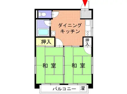 ハイツ山崎(2DK/3階)の間取り写真