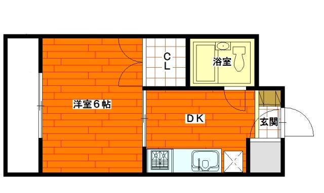 ミリオンビル(1DK/3階)の間取り写真
