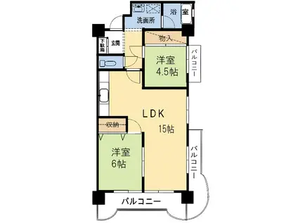 リファレンス千現(2LDK/3階)の間取り写真