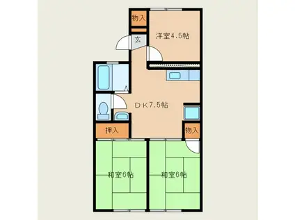 セジュール三松(3DK/2階)の間取り写真