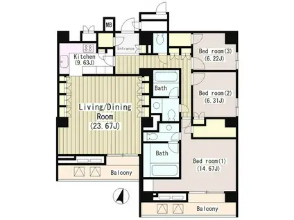 南青山ガーデンコート(3LDK/7階)の間取り写真