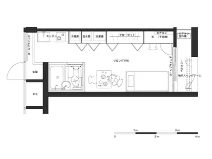 D-COURT(ワンルーム/3階)の間取り写真