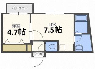 カハラコート4TH(1DK/1階)の間取り写真