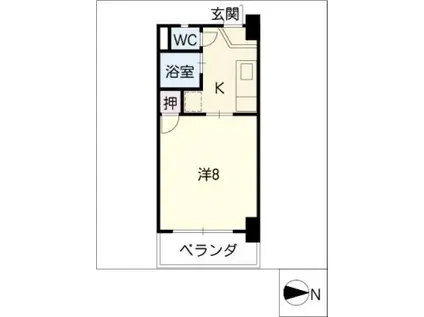 岡田第一ビル(1K/3階)の間取り写真