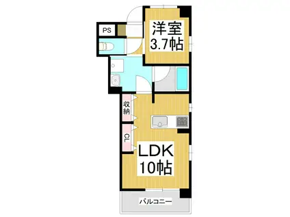 エスポワール三輪田町(1LDK/6階)の間取り写真