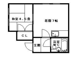 ホワイトビルA(1DK/5階)の間取り写真