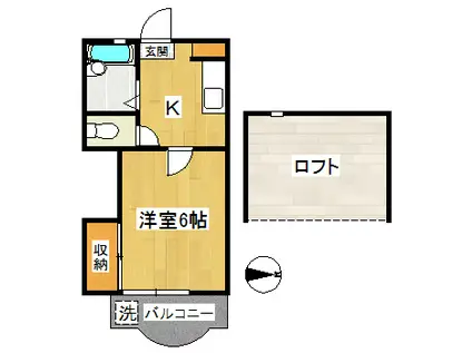 ホワイトキャッスル萩山(1K/1階)の間取り写真