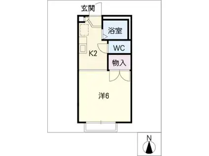 ミノルハイツ(1K/2階)の間取り写真