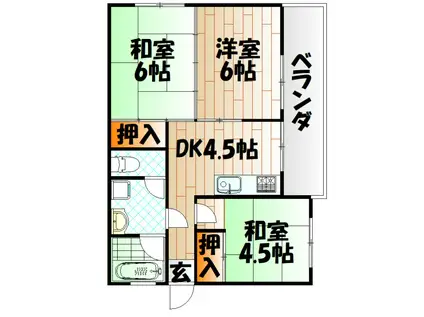 ヤスヤビル(3DK/3階)の間取り写真