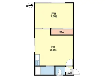 メディアライフビル(1DK/2階)の間取り写真