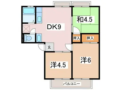 パナハイツミヤサカA(3DK/2階)の間取り写真