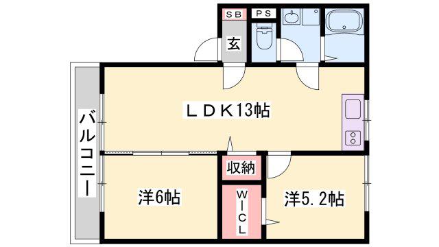 ア・カインドネス(2LDK/2階)の間取り写真