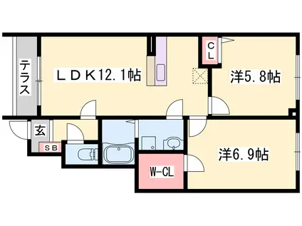メゾンタカモト一番館(2LDK/1階)の間取り写真
