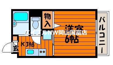リバーサイド幸和(1K/3階)の間取り写真