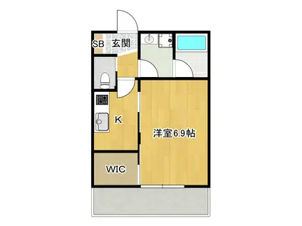 ベイベリーII(1K/1階)の間取り写真