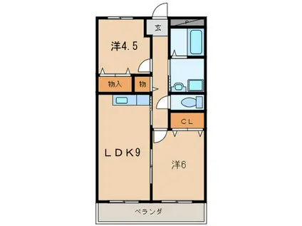 タカソウハイツ熊野(2LDK/1階)の間取り写真