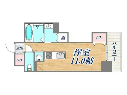 レジディア神戸磯上(ワンルーム/14階)の間取り写真