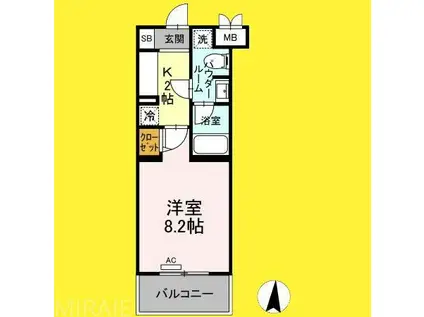 ファンディ平塚(1K/1階)の間取り写真