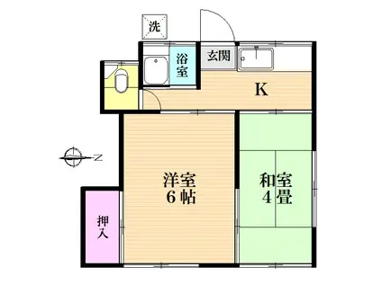 有宏荘(2K/1階)の間取り写真