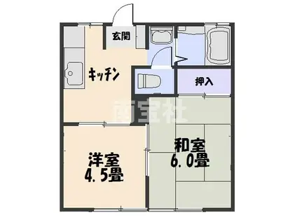 オリーブハイツ(2K/1階)の間取り写真