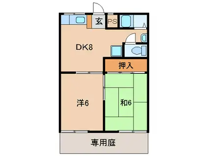 ベリーメゾン今福(2DK/1階)の間取り写真