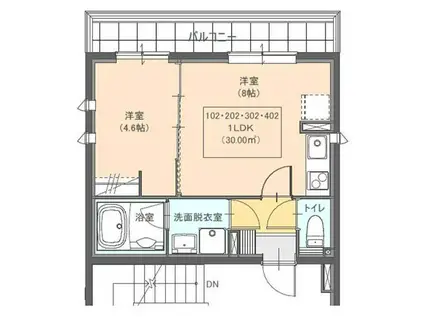 船橋市本町七丁目計画(1LDK/2階)の間取り写真