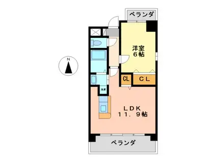 シュロス菊園(1LDK/8階)の間取り写真