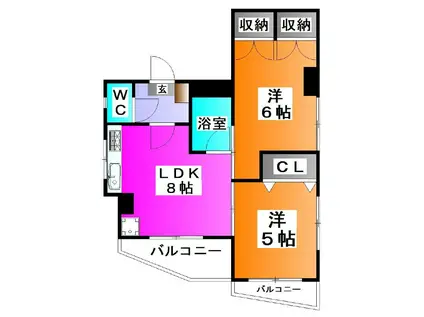 メゾン塚本(2LDK/2階)の間取り写真