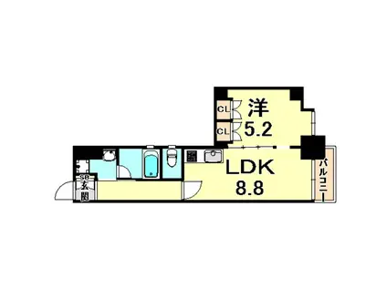 ルシェリア夙川(1LDK/1階)の間取り写真