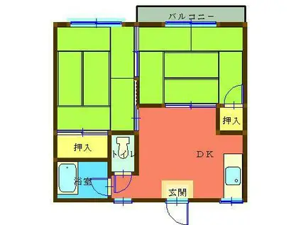 ウエスタンハイツ(2DK/2階)の間取り写真