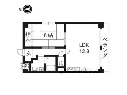 ウィンドベル四条大宮(1LDK/2階)の間取り写真