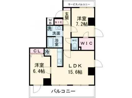 都営新宿線 一之江駅 徒歩2分 13階建 築3年(2LDK/7階)の間取り写真