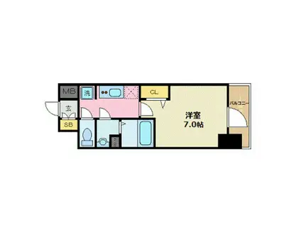 プレサンス広島中央(1K/6階)の間取り写真