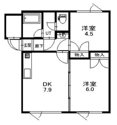 ハイツグリンサイド2(2DK/1階)の間取り写真