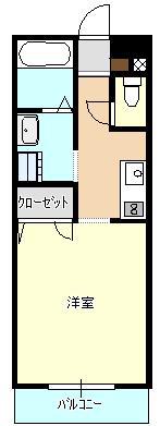 ハイツウエムラ(1K/2階)の間取り写真