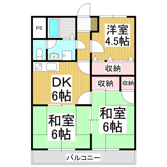 グリーンハイツ高羽(3DK/4階)の間取り写真