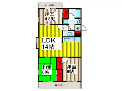 メゾンデュモンテ(3LDK/4階)の間取り写真