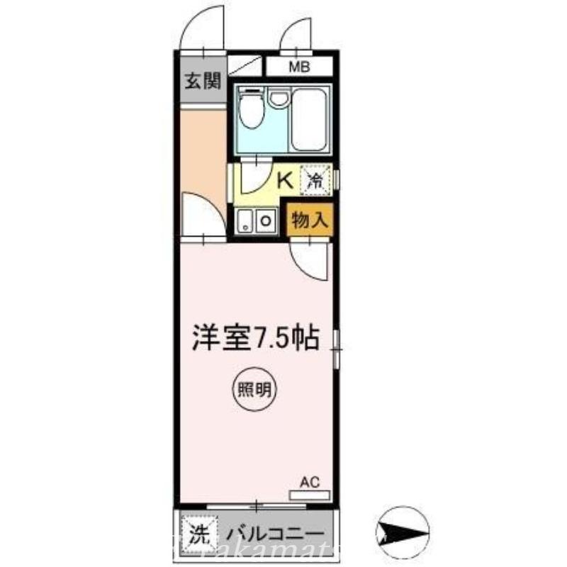 オーレックス郷東(1K/3階)の間取り写真