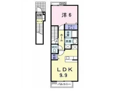 ラフィーネ(1LDK/2階)の間取り写真