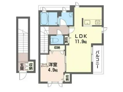 ヴィララクーン(1LDK/1階)の間取り写真