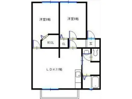 サンハイム下手野 A棟(2LDK/1階)の間取り写真